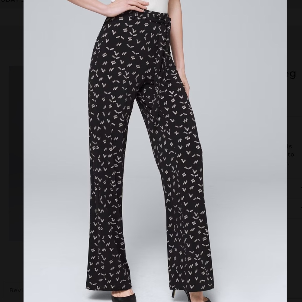 White House Black Market Chevron-Print Wide-Leg Pants, Size S
